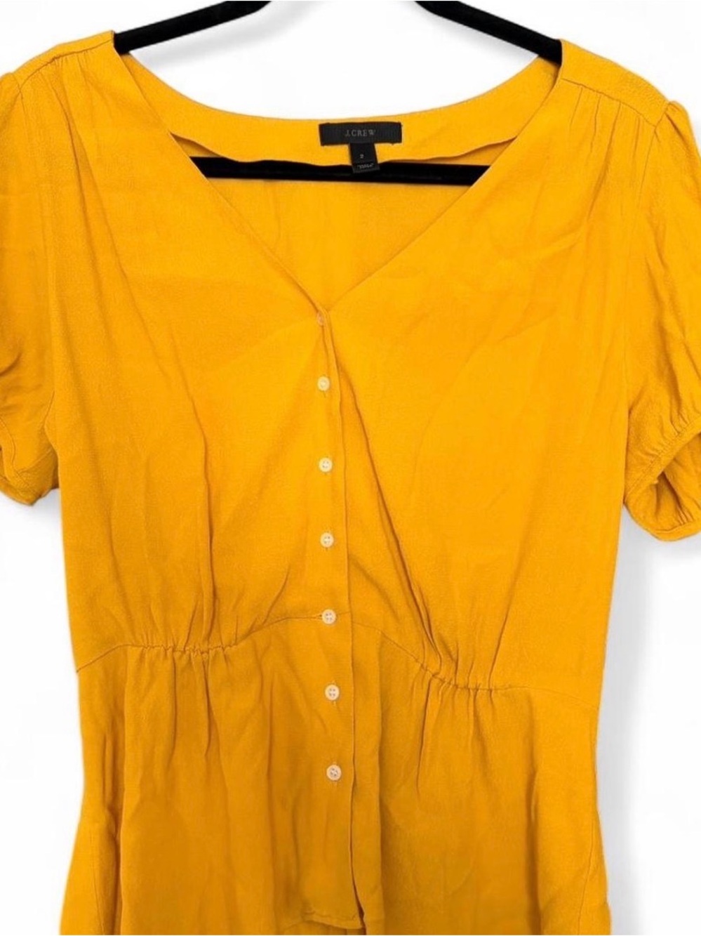 J. Crew Women's Mustard Yellow Button-Front Blouse